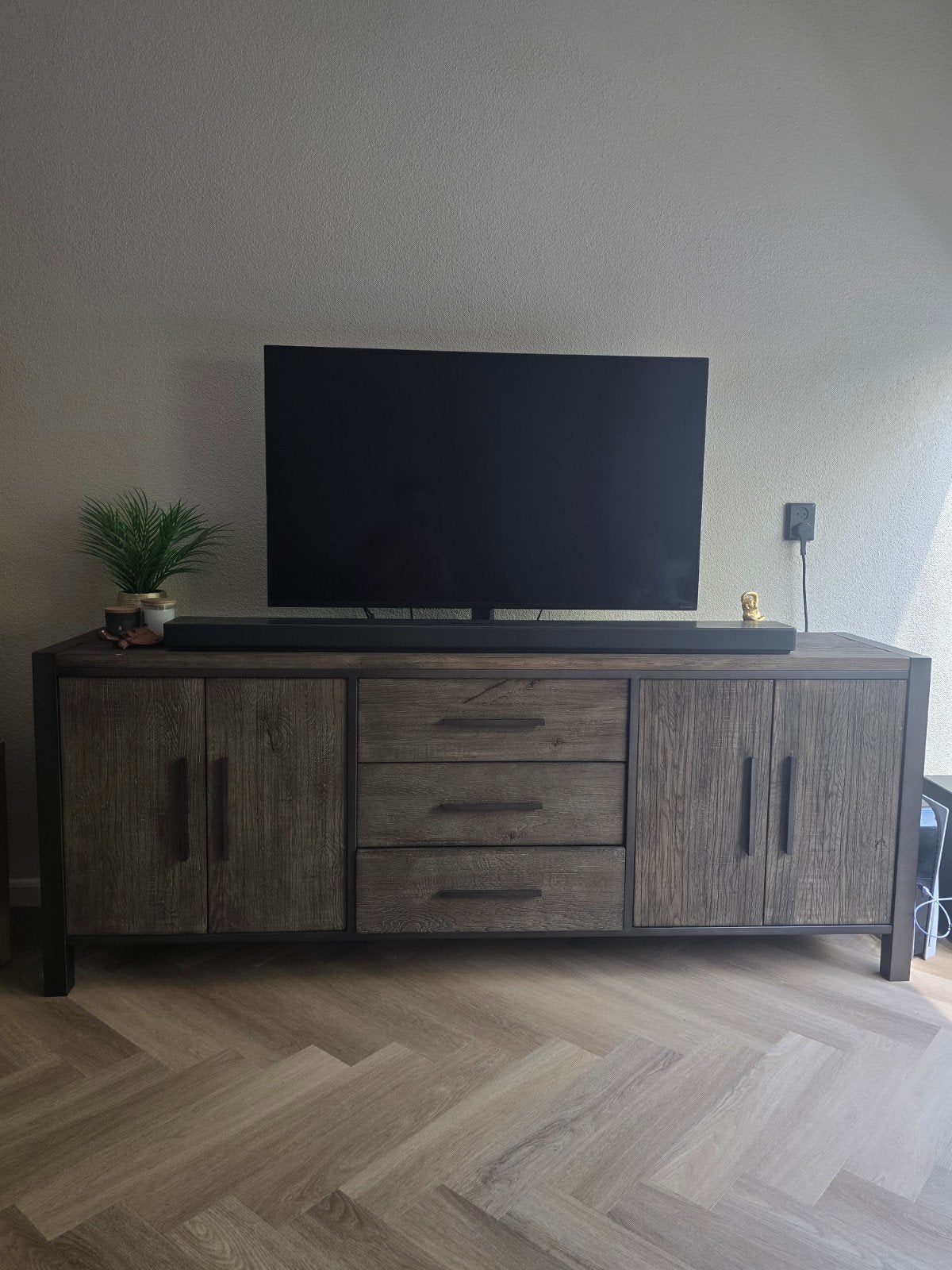 Dressoir en salontafel set - industrieel design, Zo goed als nieuw, 200 cm of meer, Minder dan 100 cm, Industrieel