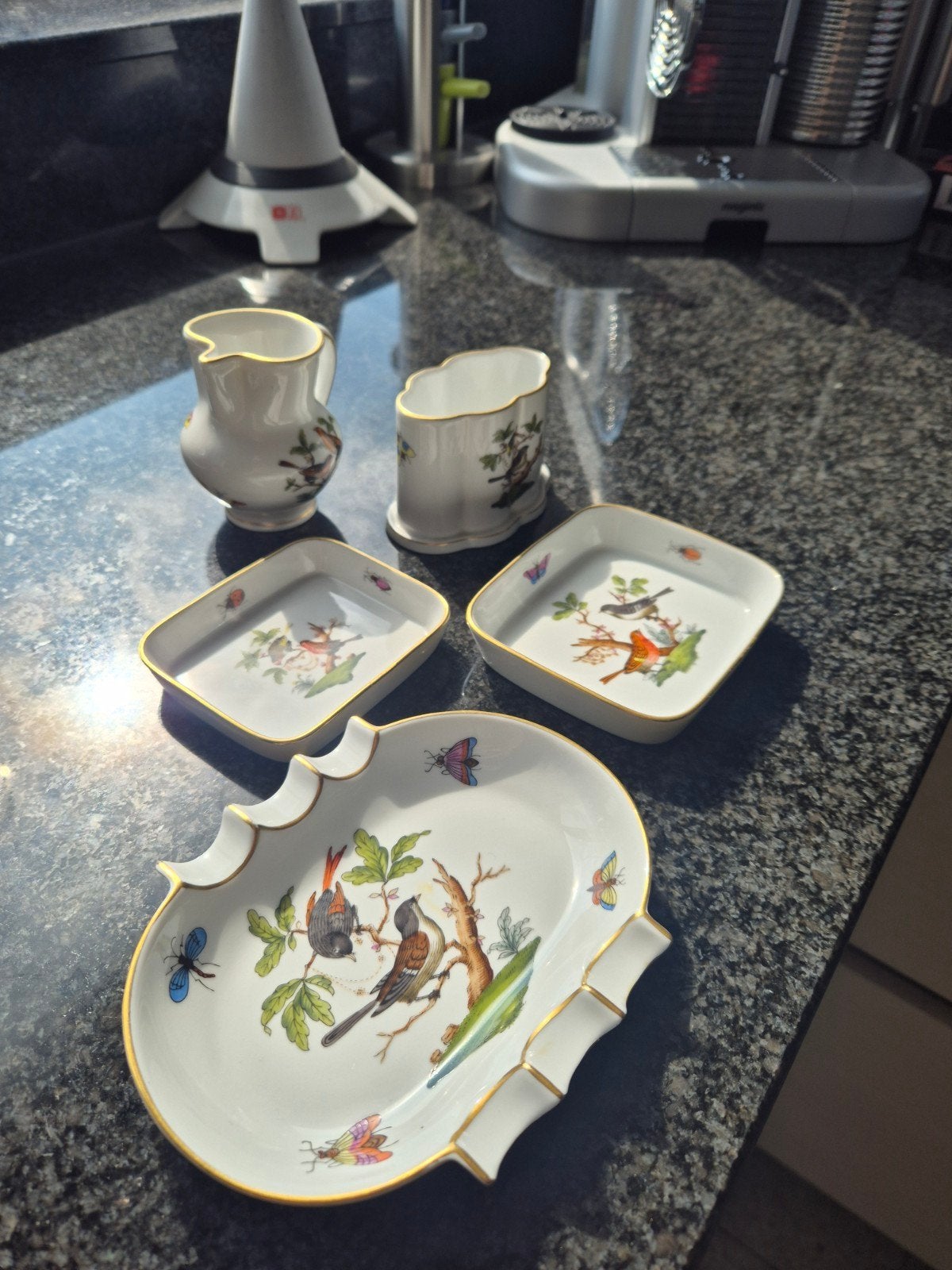 Herend Porselein Set: Vogels en Vlinders Decor, Antiek en Kunst, Ophalen of Verzenden