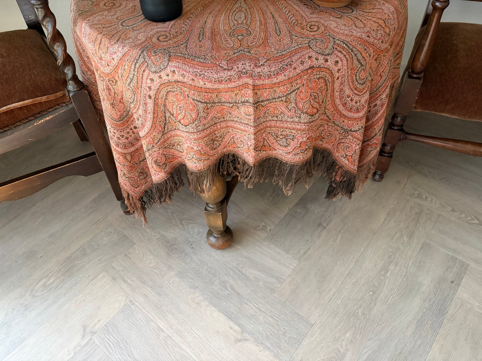 Antiek Worteldoek Kleed - Herfstkleuren 106x106 cm, Ophalen of Verzenden