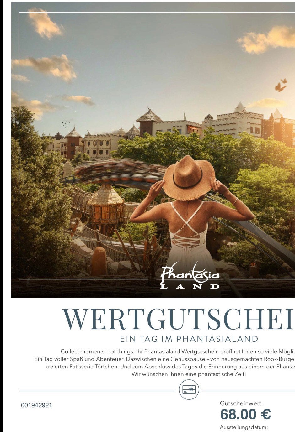 PHANTASIALAND VOUCHER TWV €68 TE KOOP, Tickets en Kaartjes, Eén persoon
