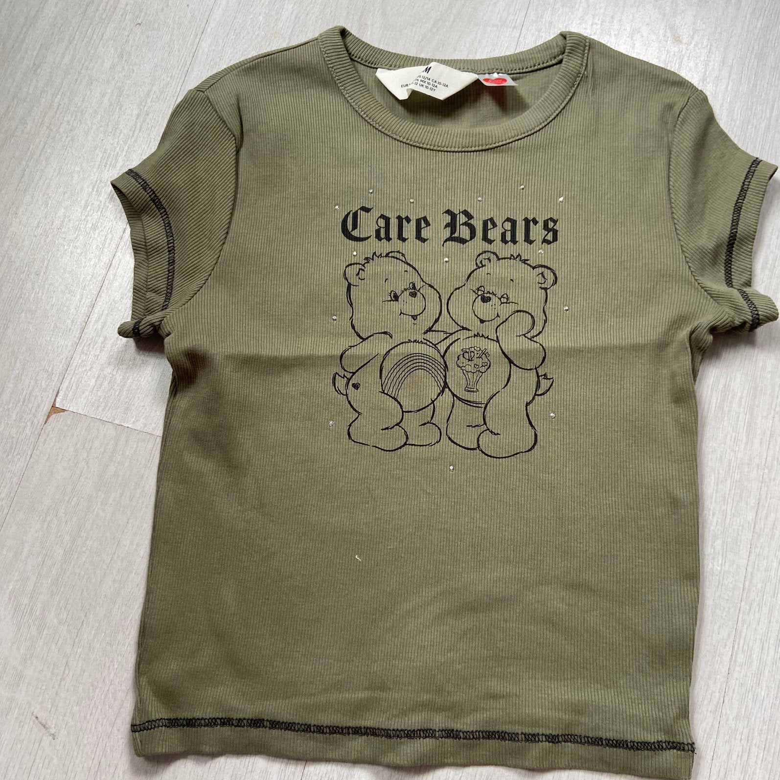 legergroen H&M troetelbeertjes T-shirt mt 146-152, Verzenden, Zo goed als nieuw, Meisje, Shirt of Longsleeve