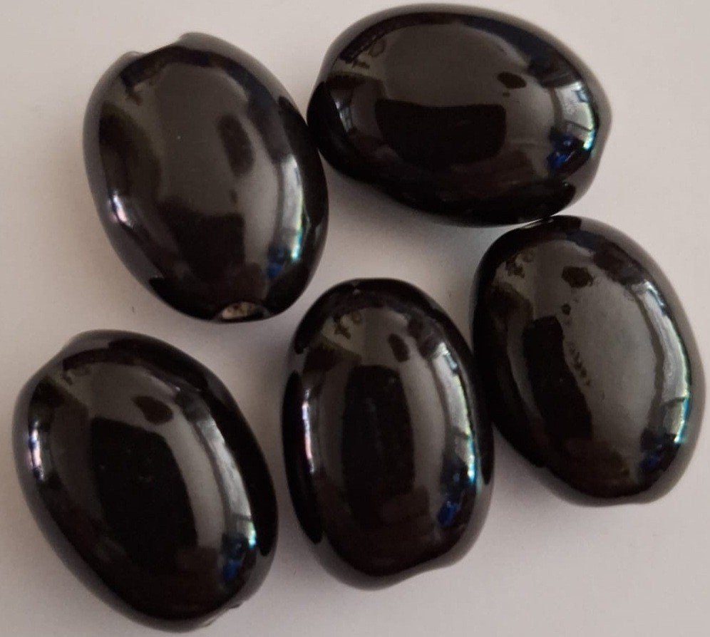 Zwarte grote porceleinen kralen 22 mm, Verzenden, Nieuw, Kraal