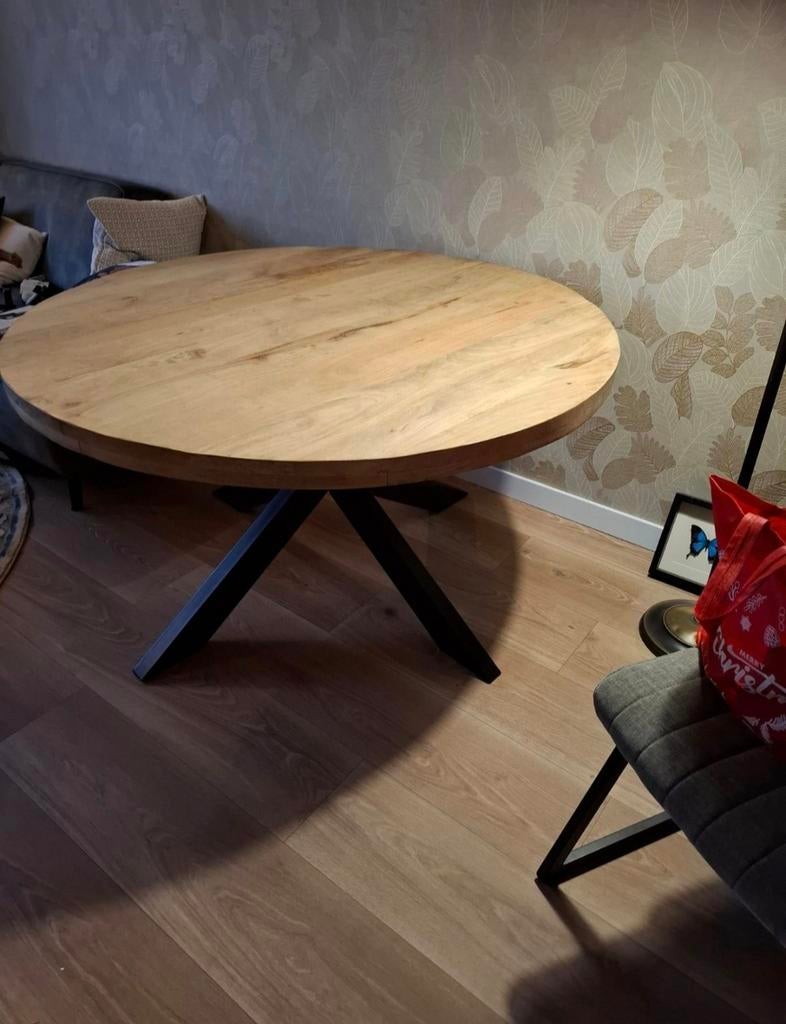 Ronde mangohouten eettafel - 140 cm, Ophalen, Gebruikt, Rond, Vier personen