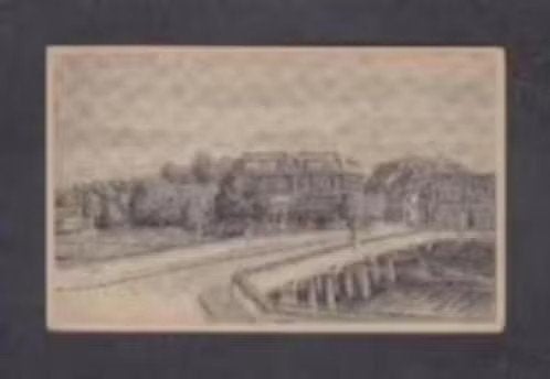 Ommen Vechtbrug Hotel De Zon Pentekening., Verzamelen, Ansichtkaarten | Nederland, Ophalen of Verzenden, 1940 tot 1960, Ongelopen