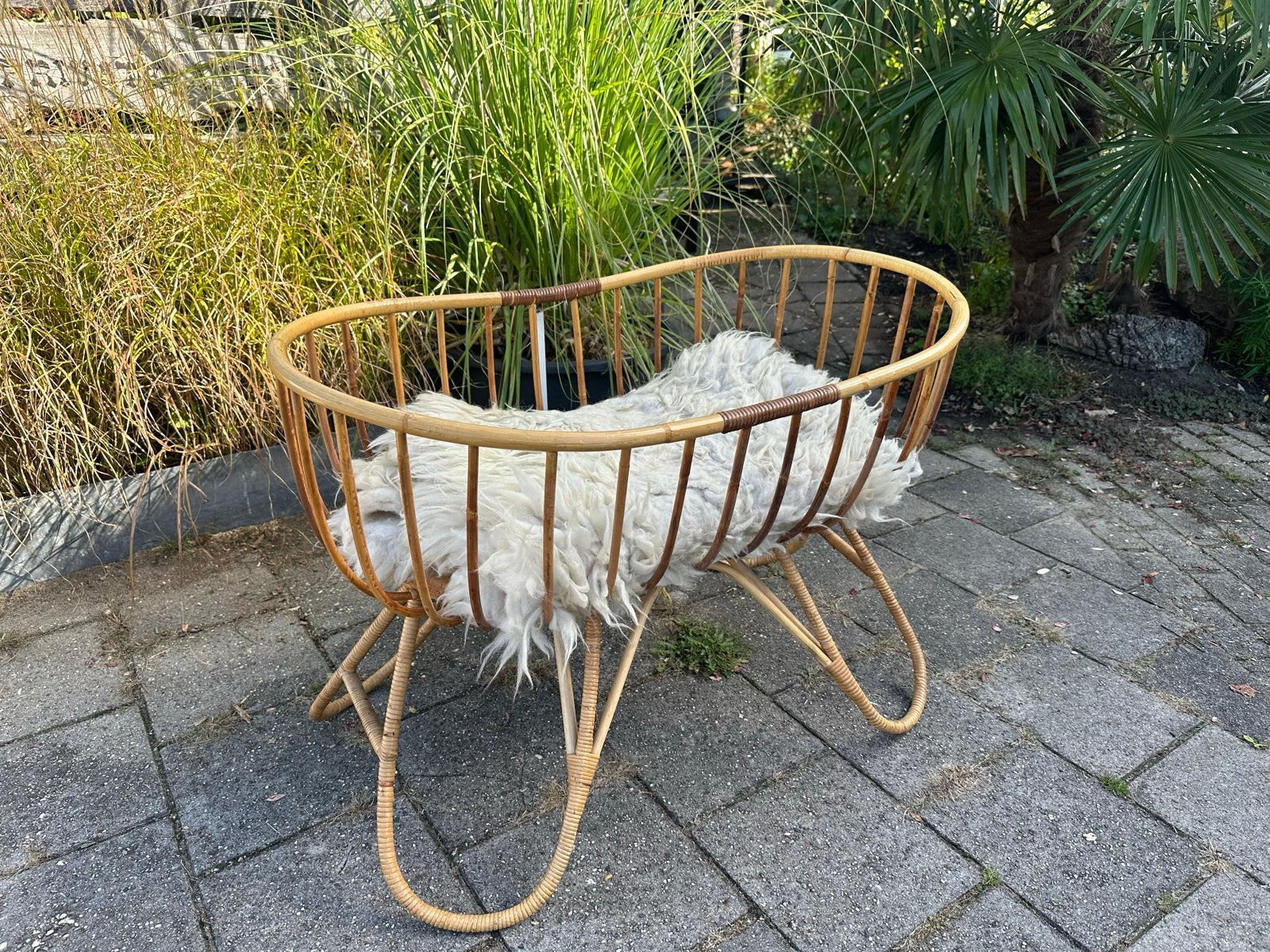 Vintage Rotan Wieg - Baby Wiegje, Ophalen, Overige materialen, Gebruikt, Bruin
