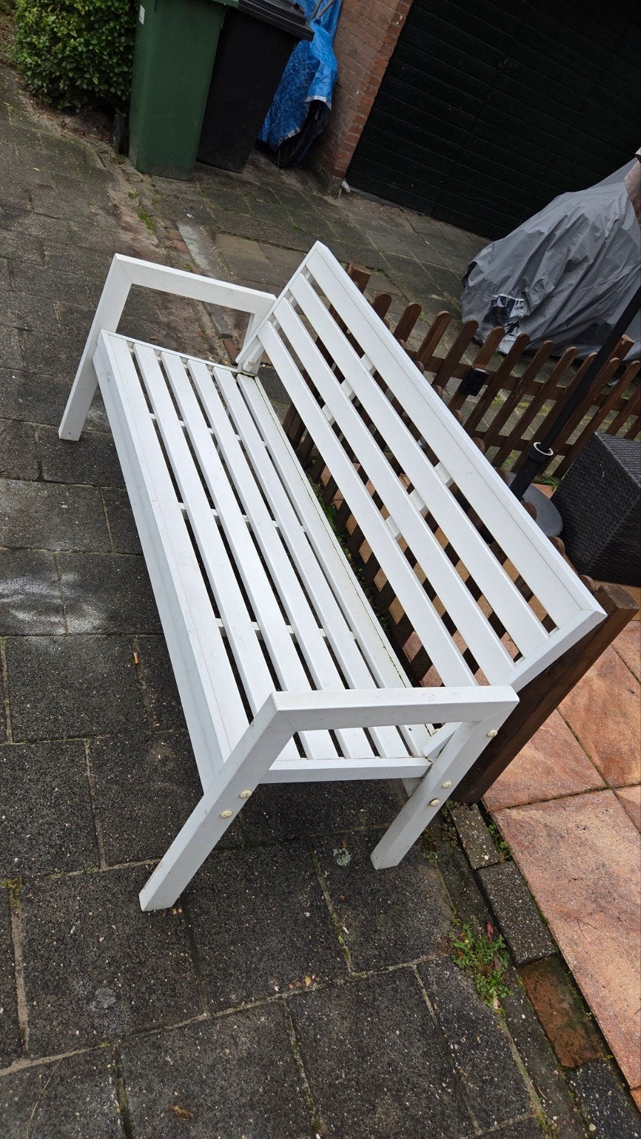 Wit tuinbankje, Tuin en Terras, Ophalen, Plastic