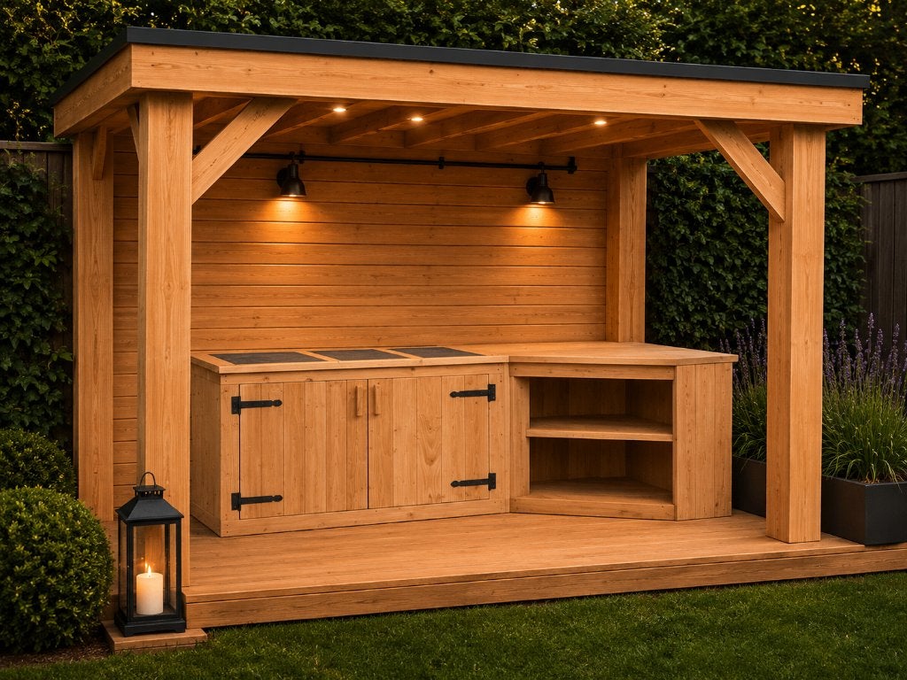 Luxe Houten Buitenkeuken met Overkapping, Tuin en Terras, Buitenkeukens, Houtskool, Verzenden, Nieuw, Borretti