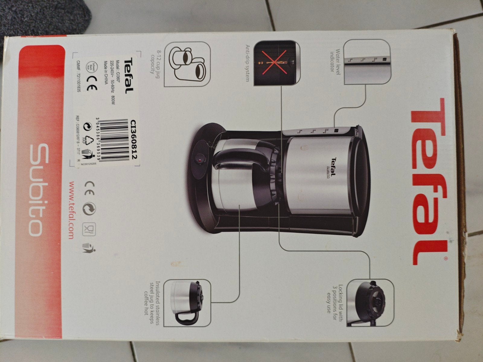 Tefal CI360812 Koffiezetapparaat met RVS Thermoskan, Gebruikt, 10 kopjes of meer, Koffiemachine, Gemalen koffie