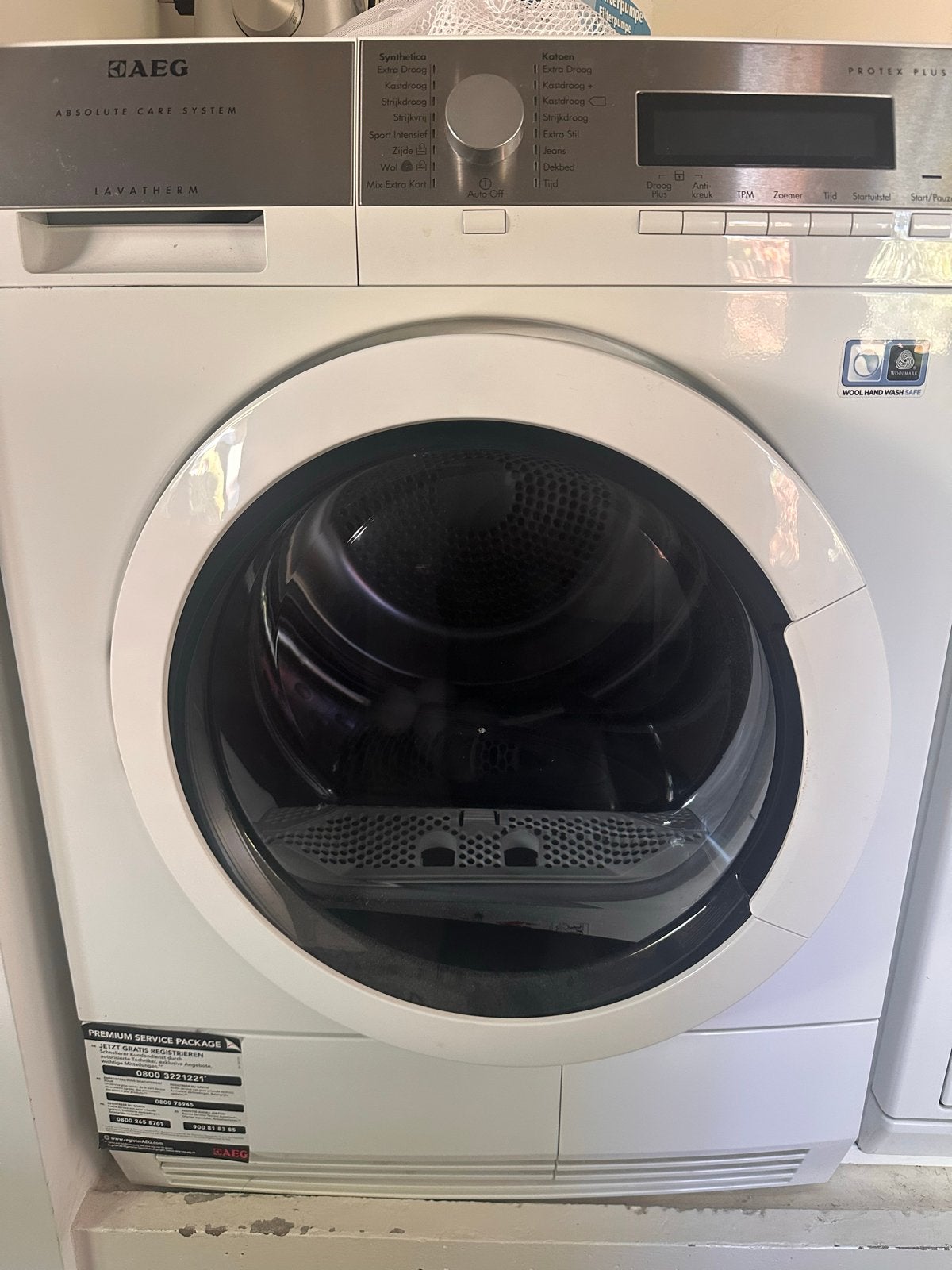 AEG Lavatherm Protex Plus wasdroger (2016/2017), Ophalen, Gebruikt, 8 tot 10 kg, 85 tot 90 cm