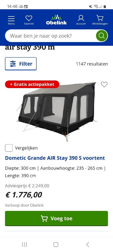 Camper voortent, Ophalen, Zo goed als nieuw, Polyester, Dometic