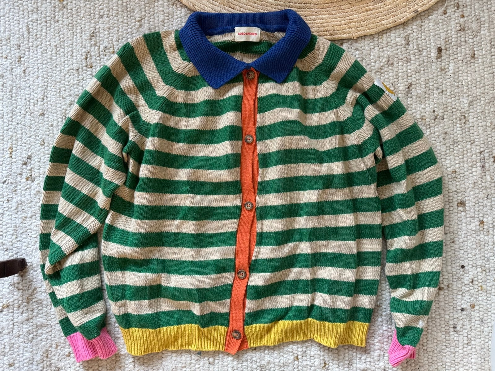 Bobo Choses - vest van wolmix - groene strepen, Kleding | Dames, Ophalen of Verzenden, Zo goed als nieuw, Maat 42/44 (L), Meerkleurig
