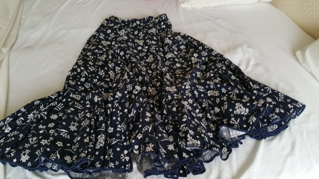 Spaanse dansrok, Ophalen, Blauw, Maat 36 (S), Gedragen