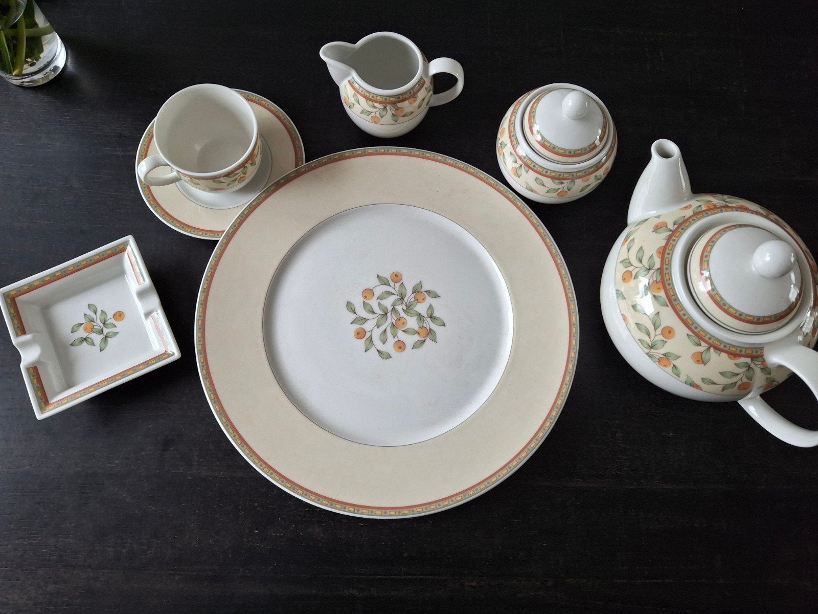 Koffietijd! Art-Design servies met fruitmotief, Huis en Inrichting, Keuken | Servies, Ophalen, Zo goed als nieuw, Porselein, Overige stijlen