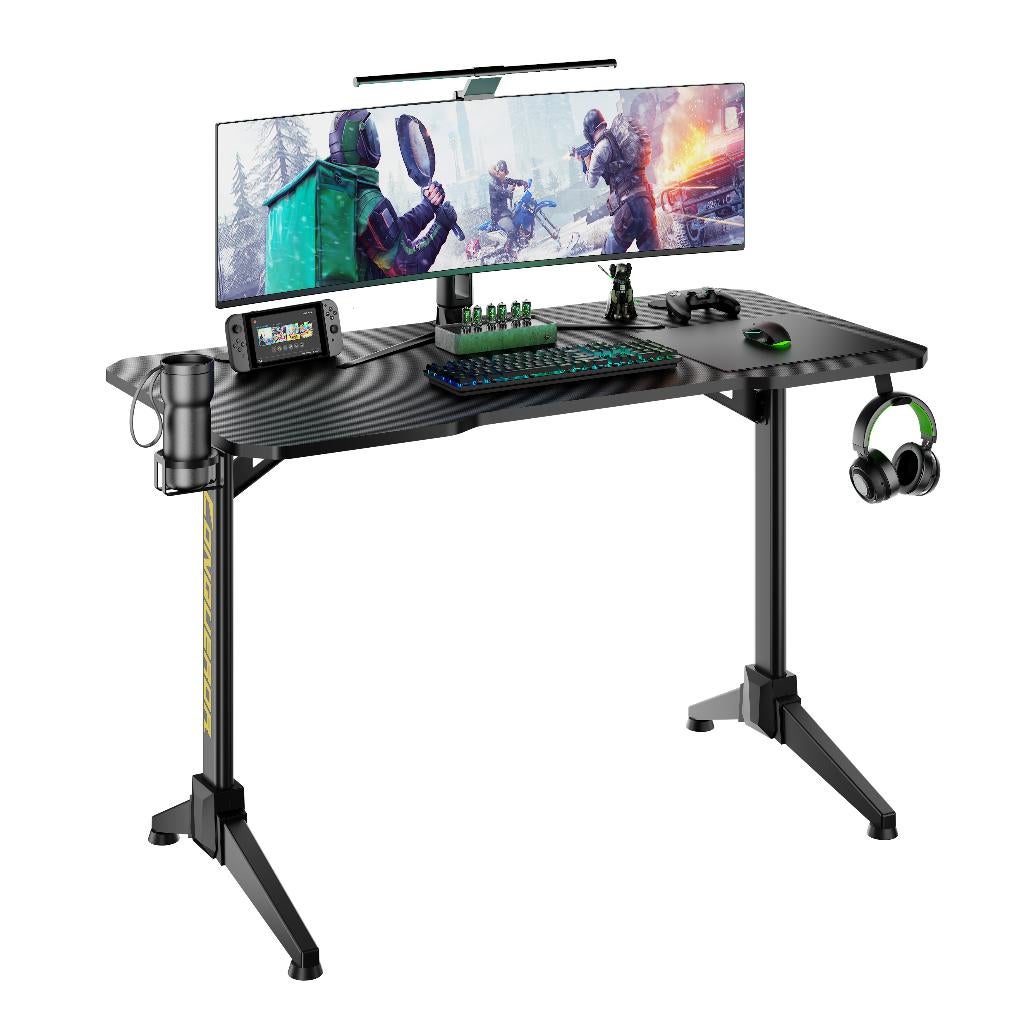 Game bureau Thomas - computertafel - computerbureaU, Zwart, 120 cm, Spaanplaat of MDF, Nieuw