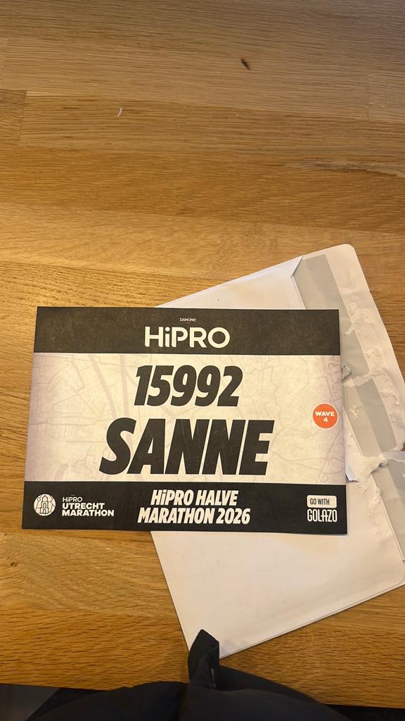 Hipro halve marathon 2026 Utrecht startbewijs, Eén persoon, Oktober