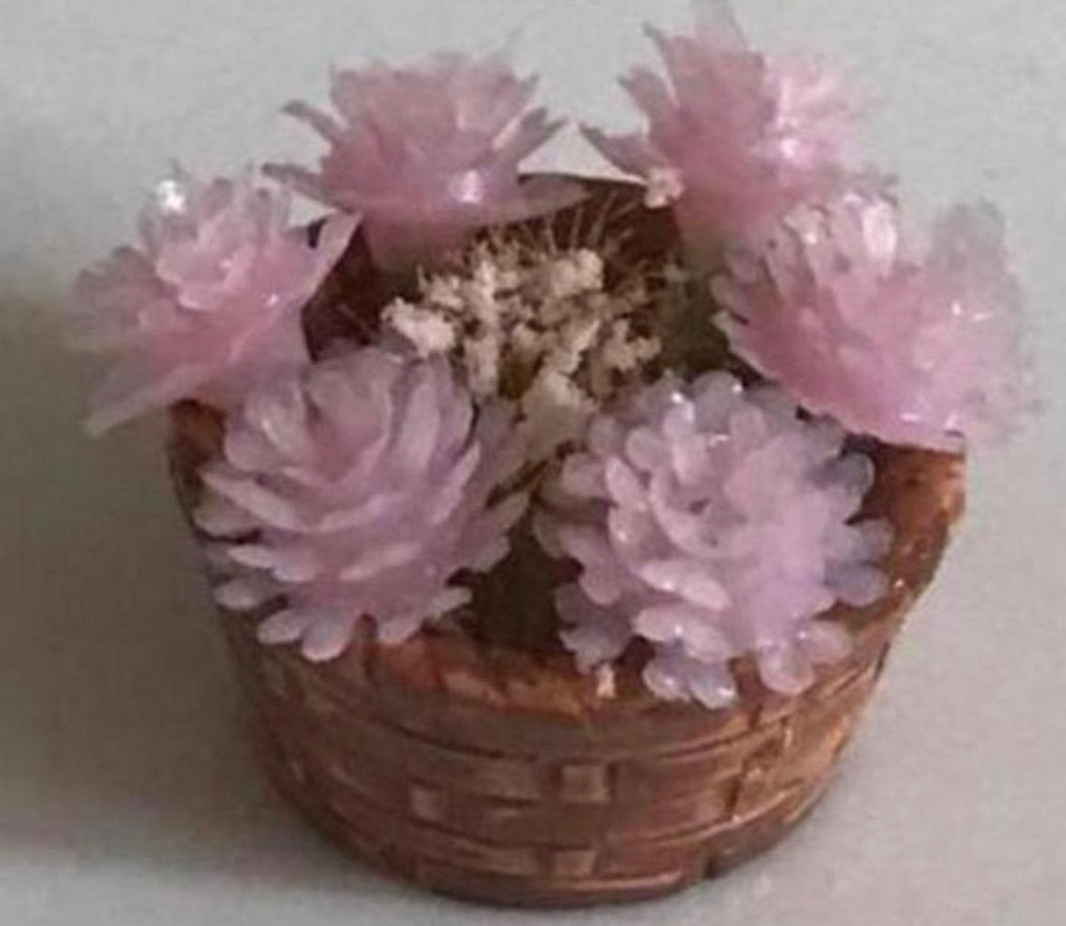 Bloemenmandje met roze bloemen - poppenhuis, Ophalen of Verzenden, Zo goed als nieuw, Poppenhuis