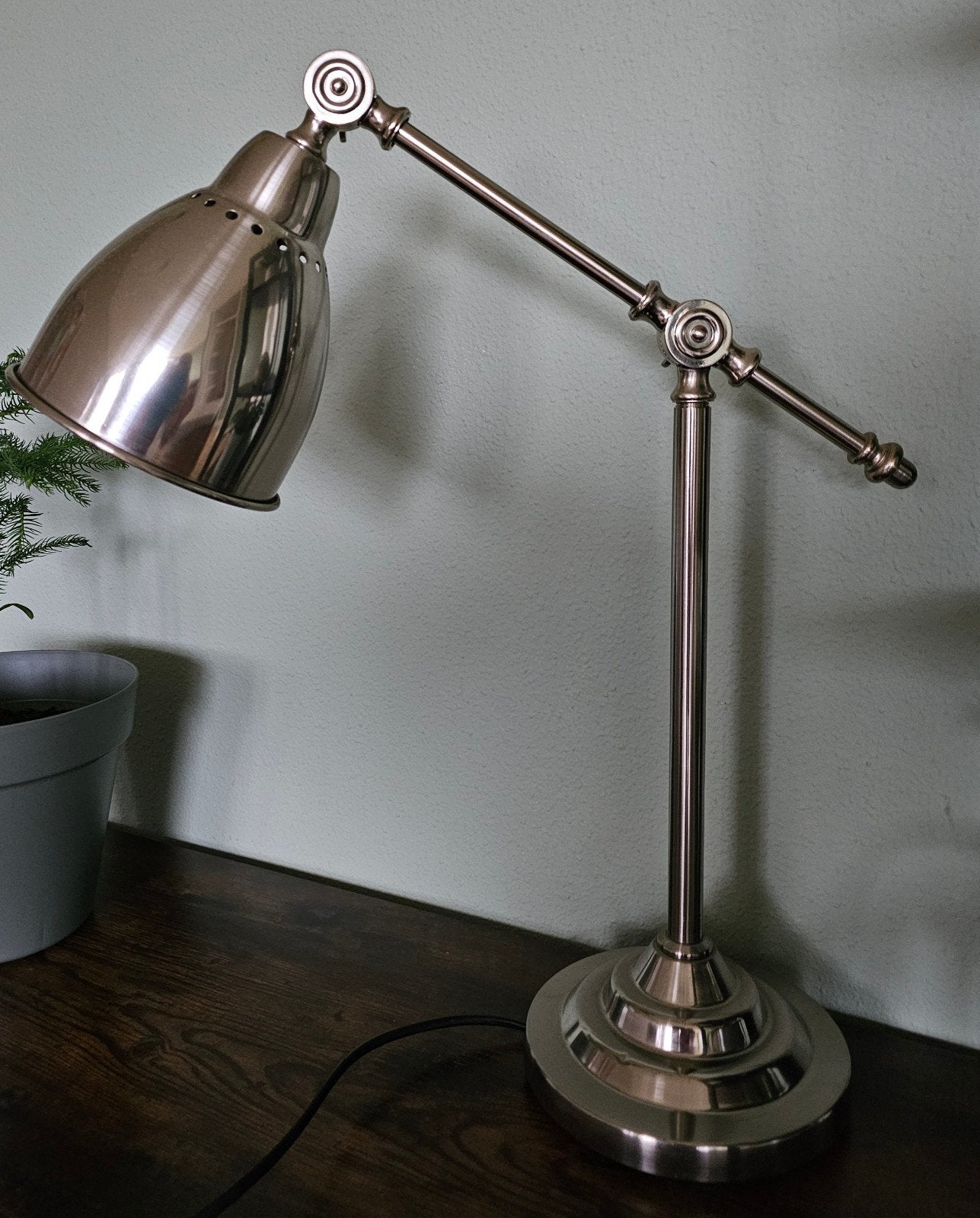 Verstelbare bureaulamp/tafellamp, geborsteld metaal, Ophalen, 50 tot 75 cm, Industrieel, Modern, Zo goed als nieuw