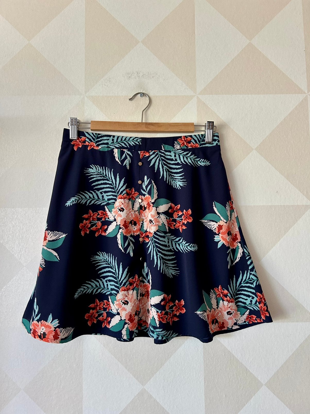 Garance Skirt rok bloem donkerblauw S/36 zgan, Blauw, Zo goed als nieuw, Maat 36 (S), Boven de knie