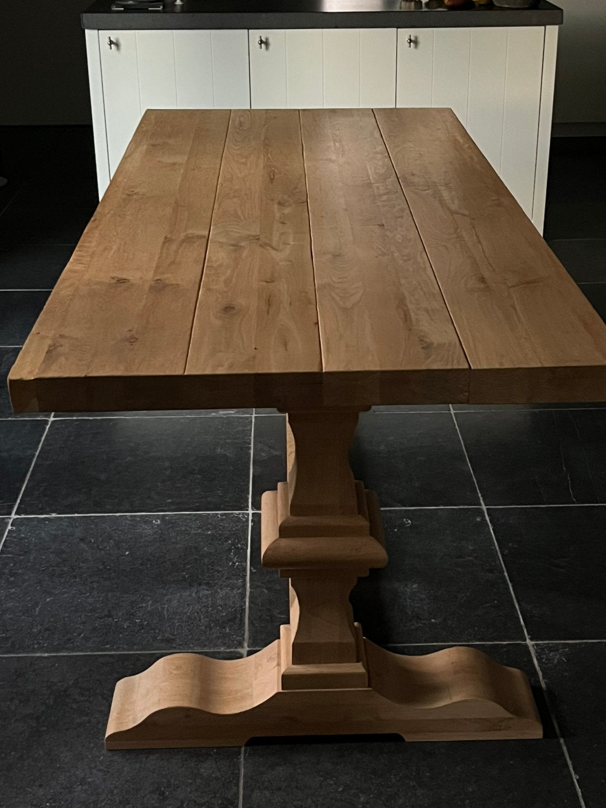 Massief eiken kloostertafel Fairwood 1 m x 2.26 m, Huis en Inrichting, Ophalen, Gebruikt, Eikenhout, 200 cm of meer