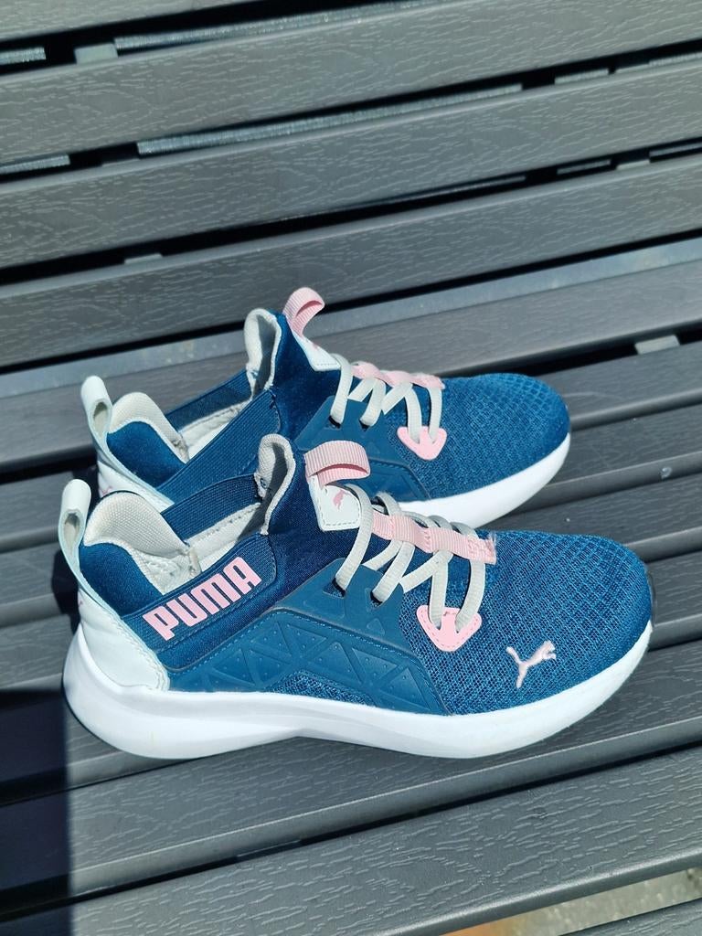 Puma (sport)schoenen maat 34 blauw/groen - zo goed als nieuw, Ophalen, Puma, Zo goed als nieuw, Jongen of Meisje