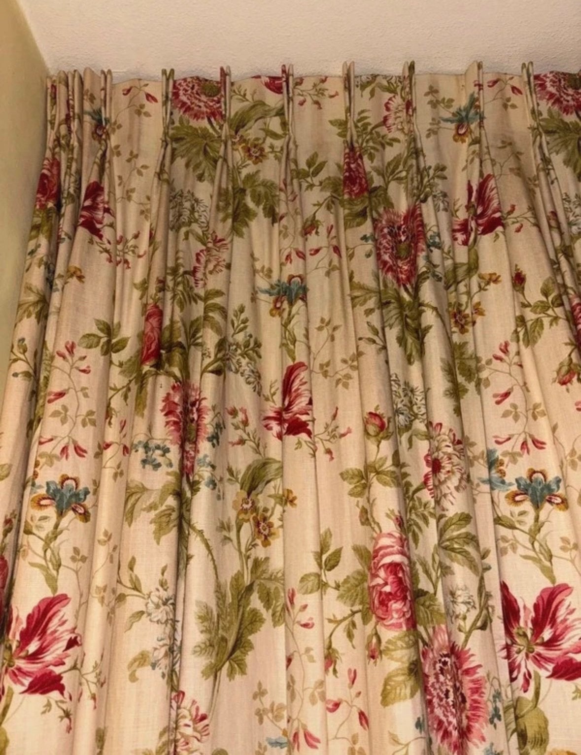 Vintage Engels Cottage Gordijn Bloemenmotief - 210x225, Huis en Inrichting, Overige merken, 225 cm, 210 cm, Ophalen of Verzenden