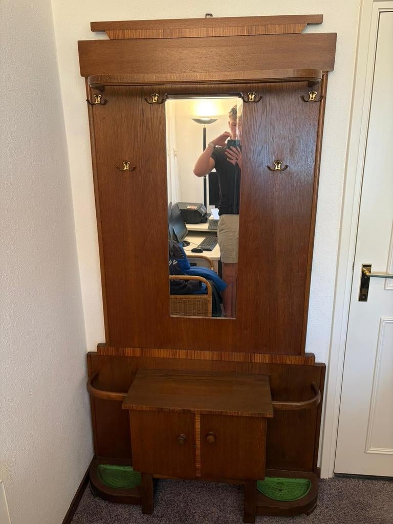 Antiek halmeubel / kapstokkast / vestiaire met spiegel, Ophalen