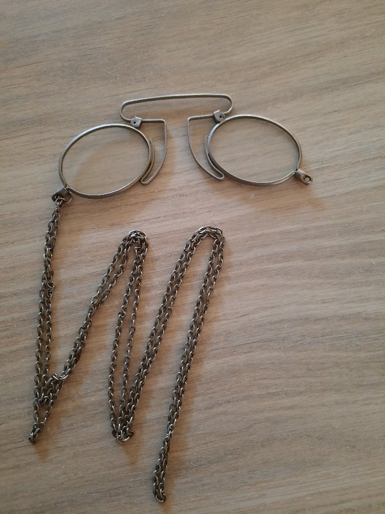 Knijpbril lorignet met ketting, Antiek en Kunst, Ophalen of Verzenden