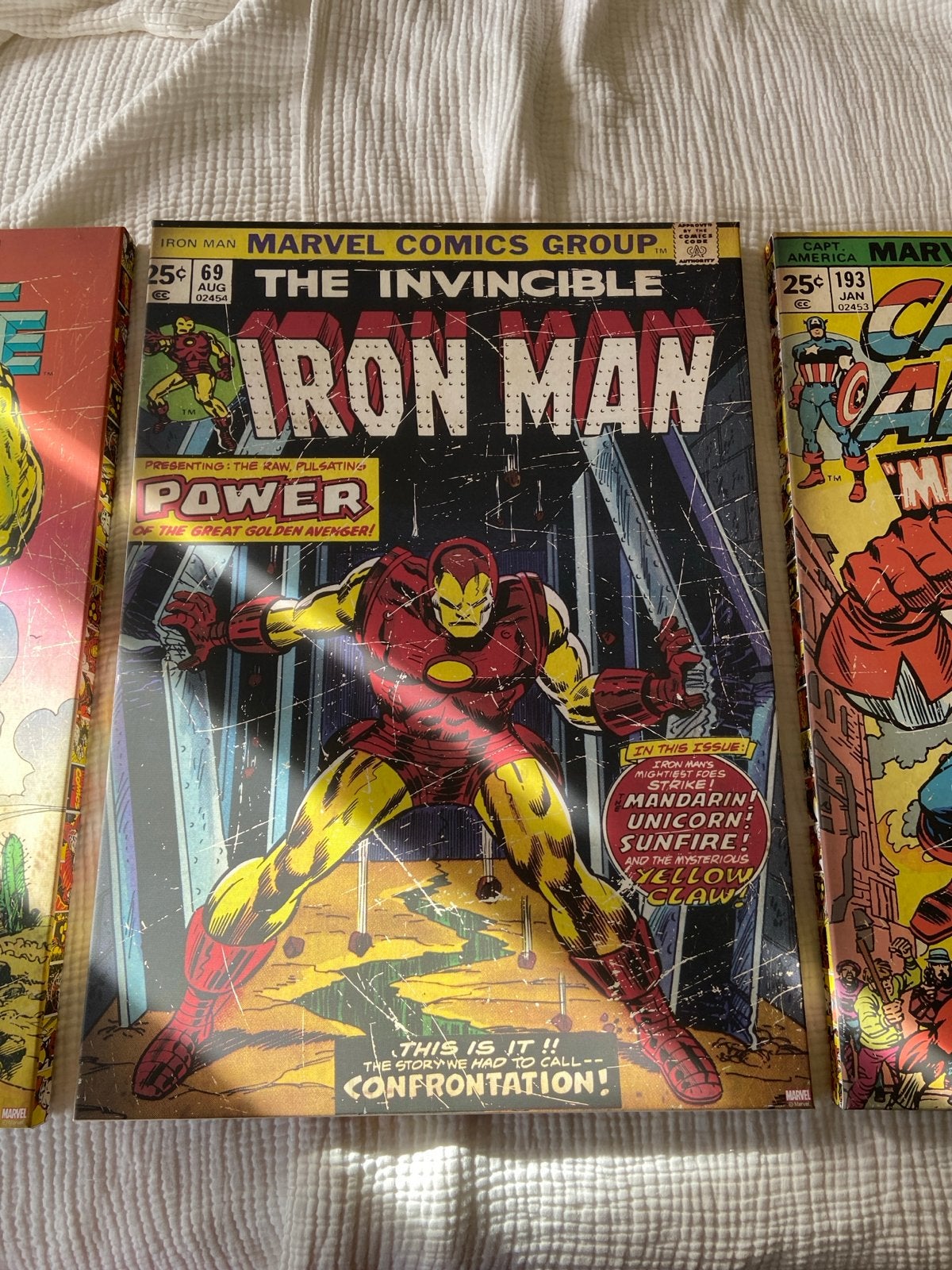 3 Marvel Schilderijen: Iron Man, Captain America, Spider-Man, Antiek en Kunst, Kunst | Schilderijen | Modern, Hout, Ophalen of Verzenden