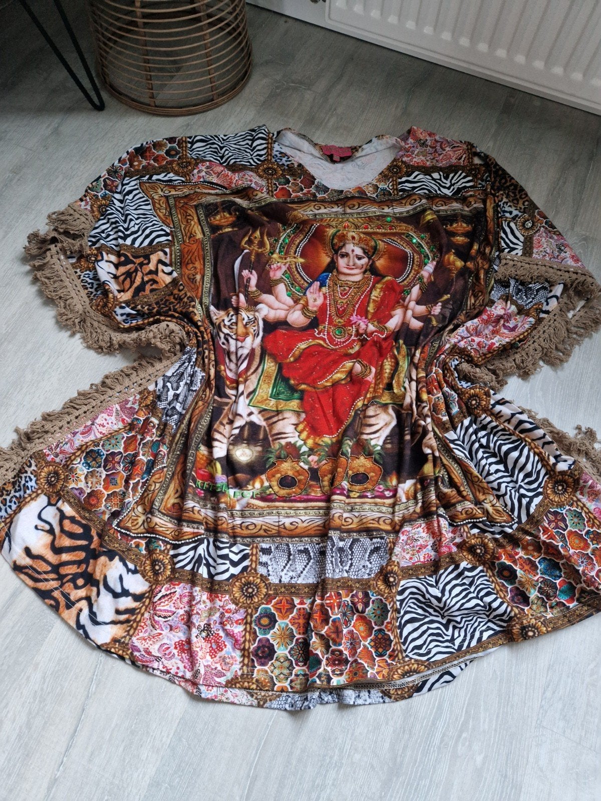 Kitsch & Pop Edition Tuniek met Indiase print en franjes, Maat 38/40 (M), Meerkleurig, Ophalen of Verzenden, Zo goed als nieuw