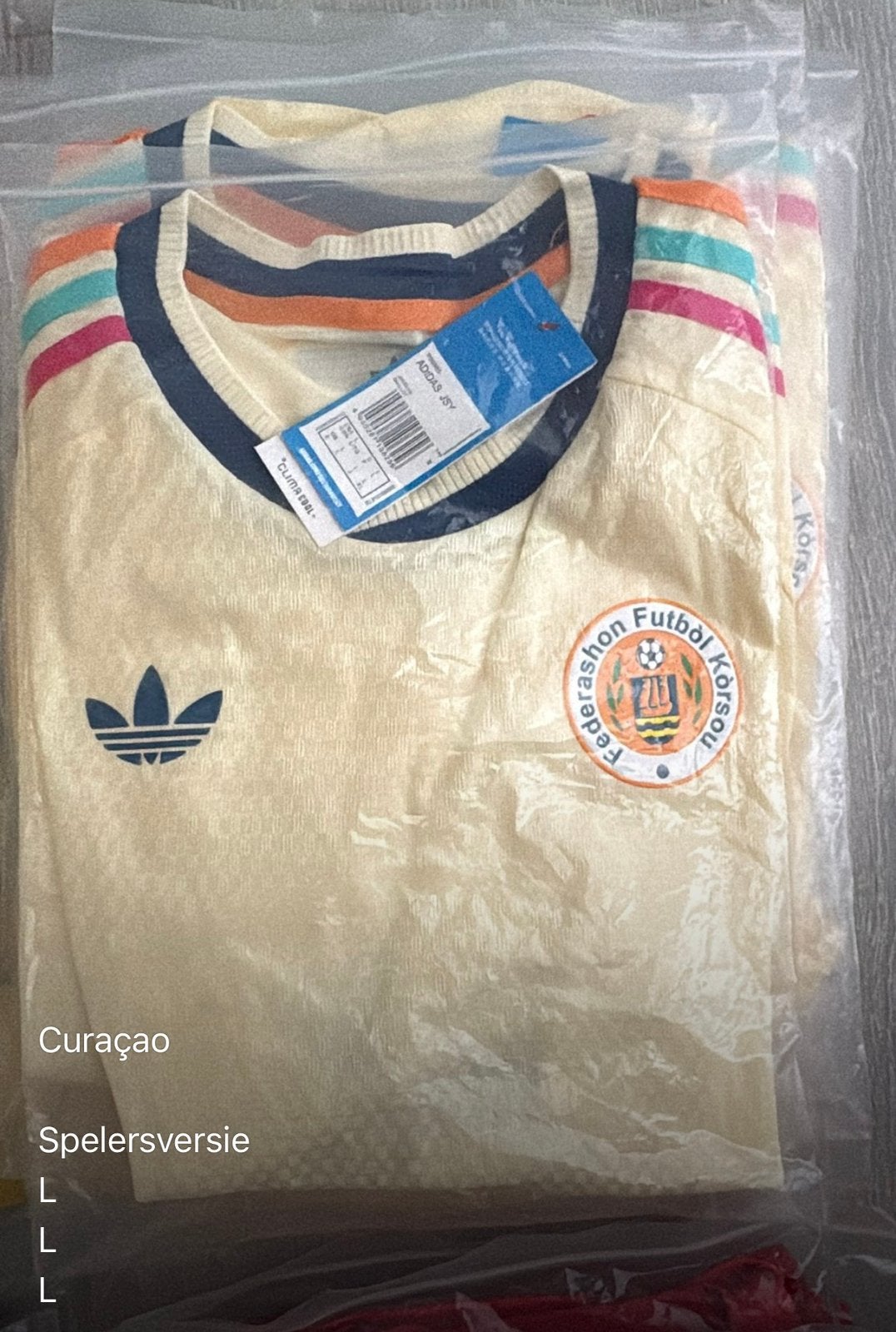 Curacao maat L spelersversie Adidas Federashon Futbol Kòrsou, Ophalen of Verzenden, Nieuw, Overige maten, Beige