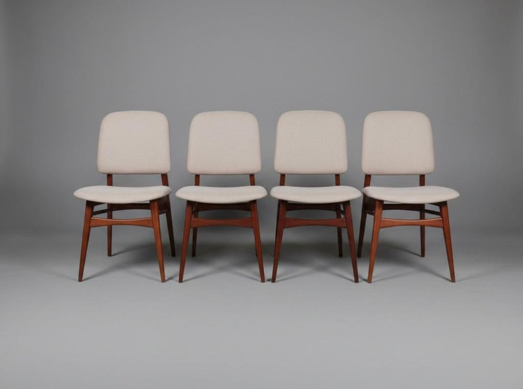 Set Louis van Teeffelen "Milaan" stoelen, Huis en Inrichting, Stoelen, Ophalen, Mid century, Bruin, Zo goed als nieuw