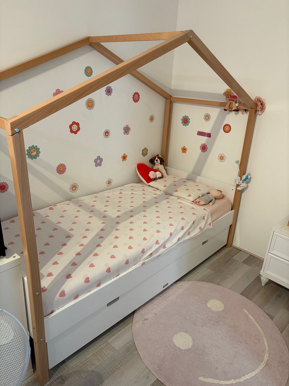 Bopita huisbed met uitschuifbaar logeerbed/lade en matrassen, Ophalen, 85 tot 100 cm, Zo goed als nieuw, Matras