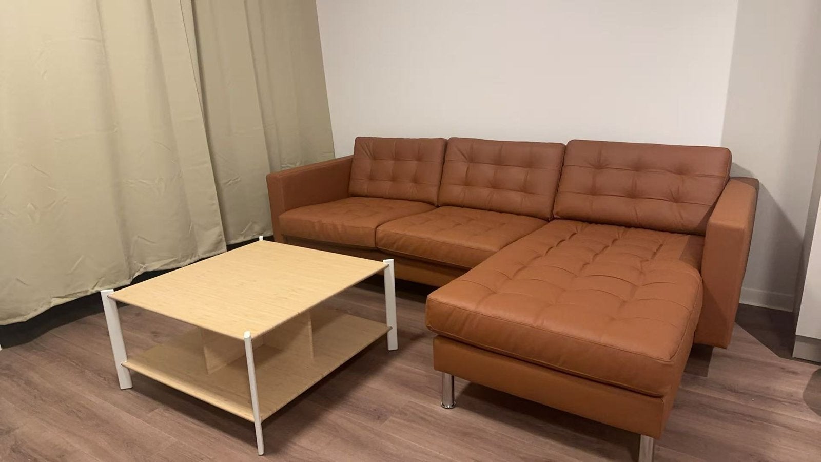 IKEA LANDSKRONA 3-zitsbank met chaise longue, Ophalen, Hoekbank, Driepersoons, Leer