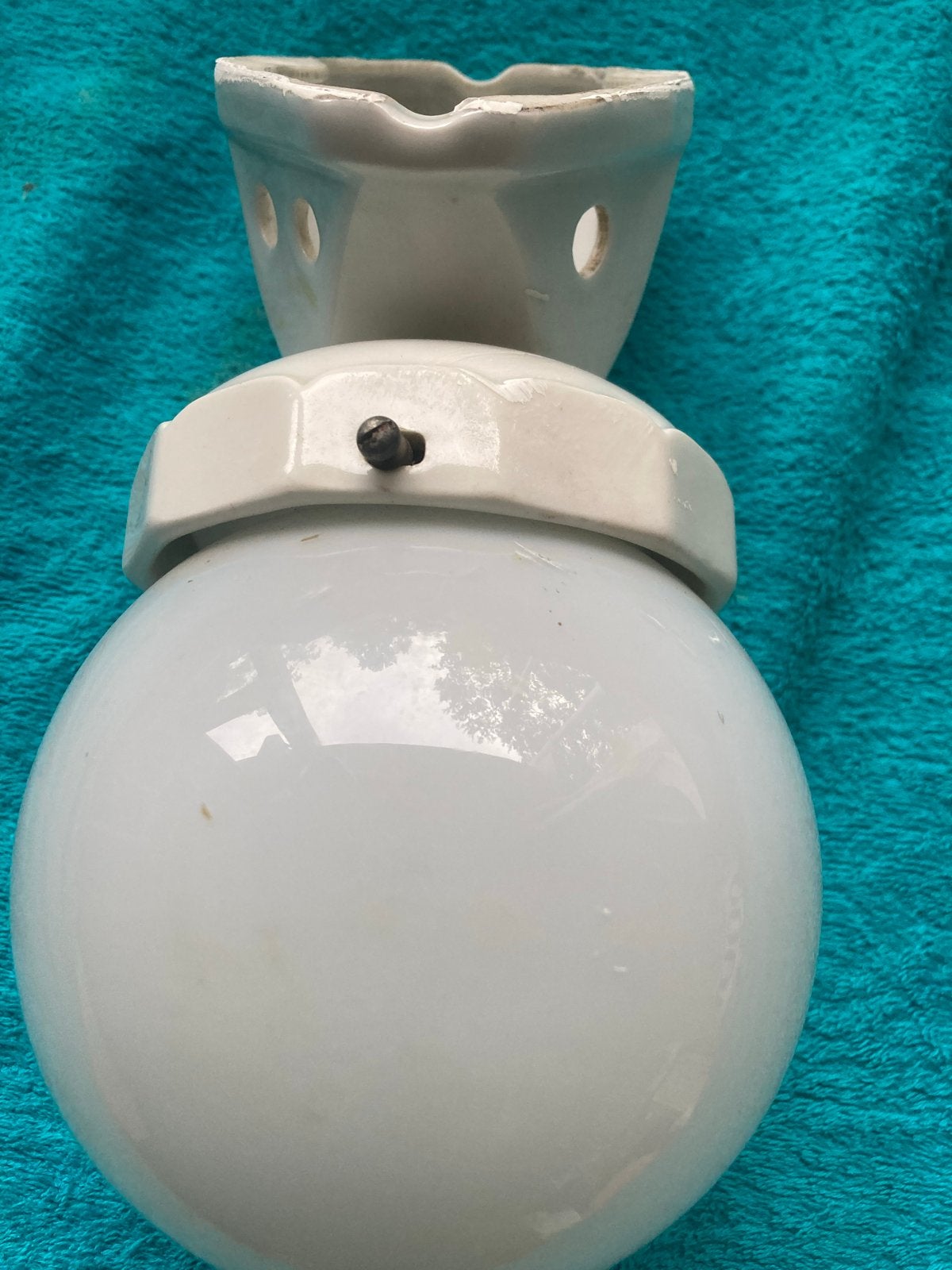 Vintage Opbouw Wandlamp met Melkglas Bol, Ophalen of Verzenden