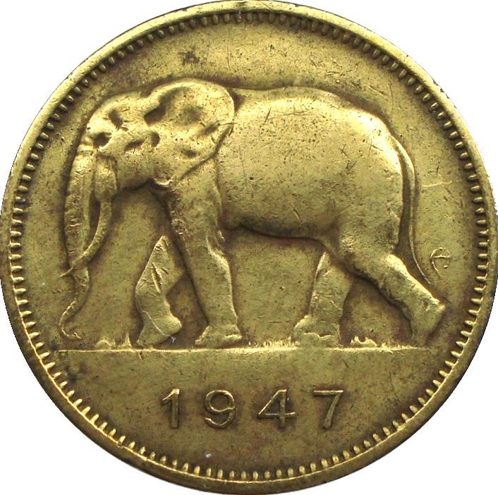 Belgisch-Congo 2 francs 1947, Ophalen of Verzenden, Overige landen, Losse munt