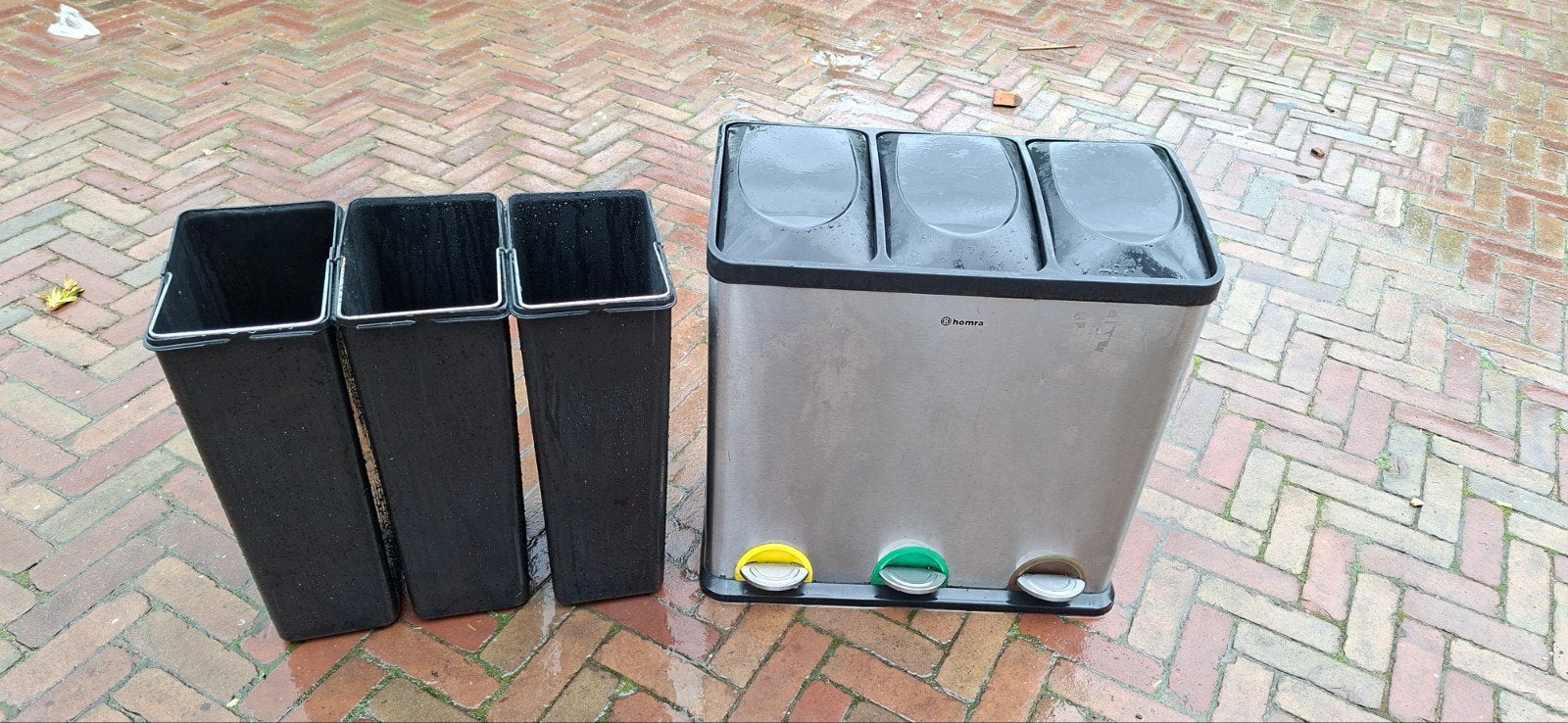 Homra Afvalscheider Prullenbak - 3 Bakken (20L per stuk), Huis en Inrichting, Woonaccessoires | Prullenbakken, Gebruikt, Met pedaal