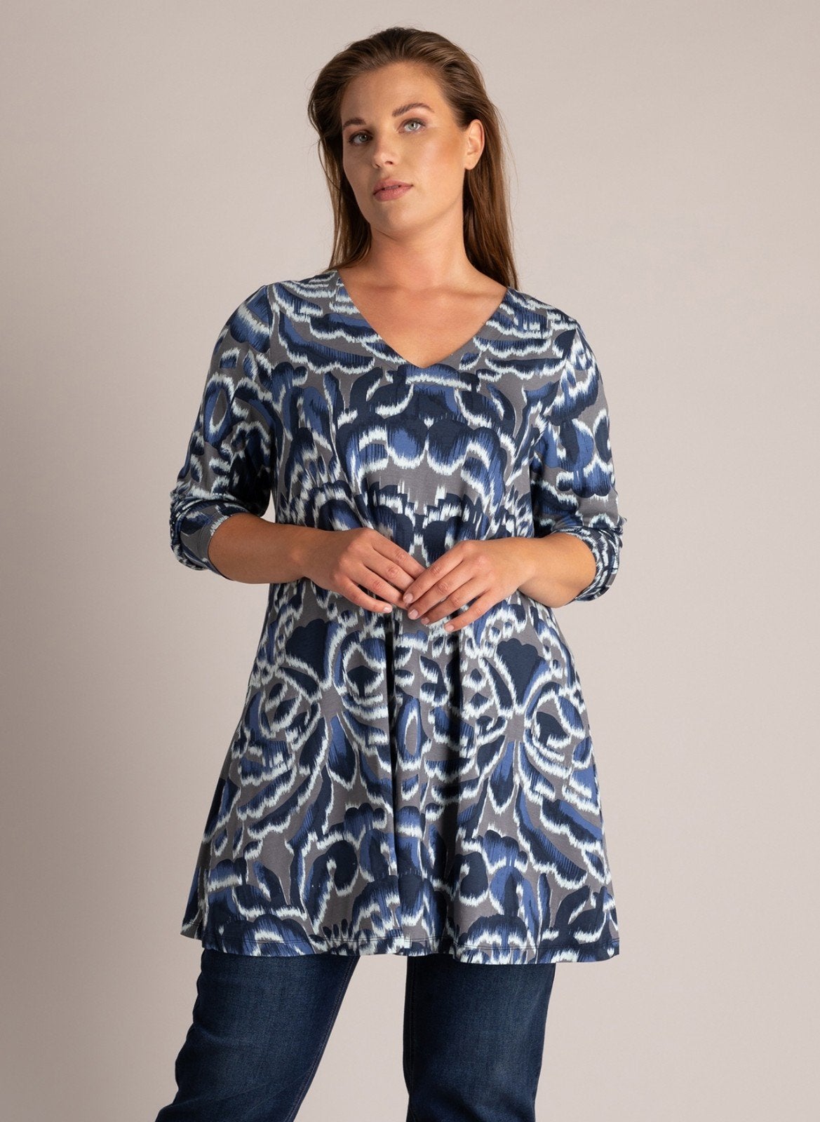 Blauw A-lijn tuniek Trix van Yest Curve Maat 54/56 (4)