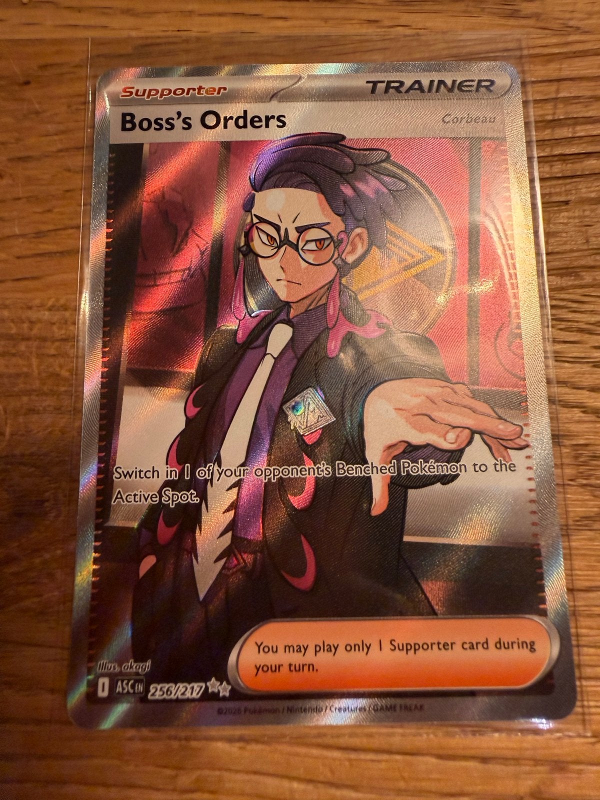 Boss's Orders 256/217 Ascended Heroes Pokemon kaart, Ophalen of Verzenden, Zo goed als nieuw, Losse kaart, Foil