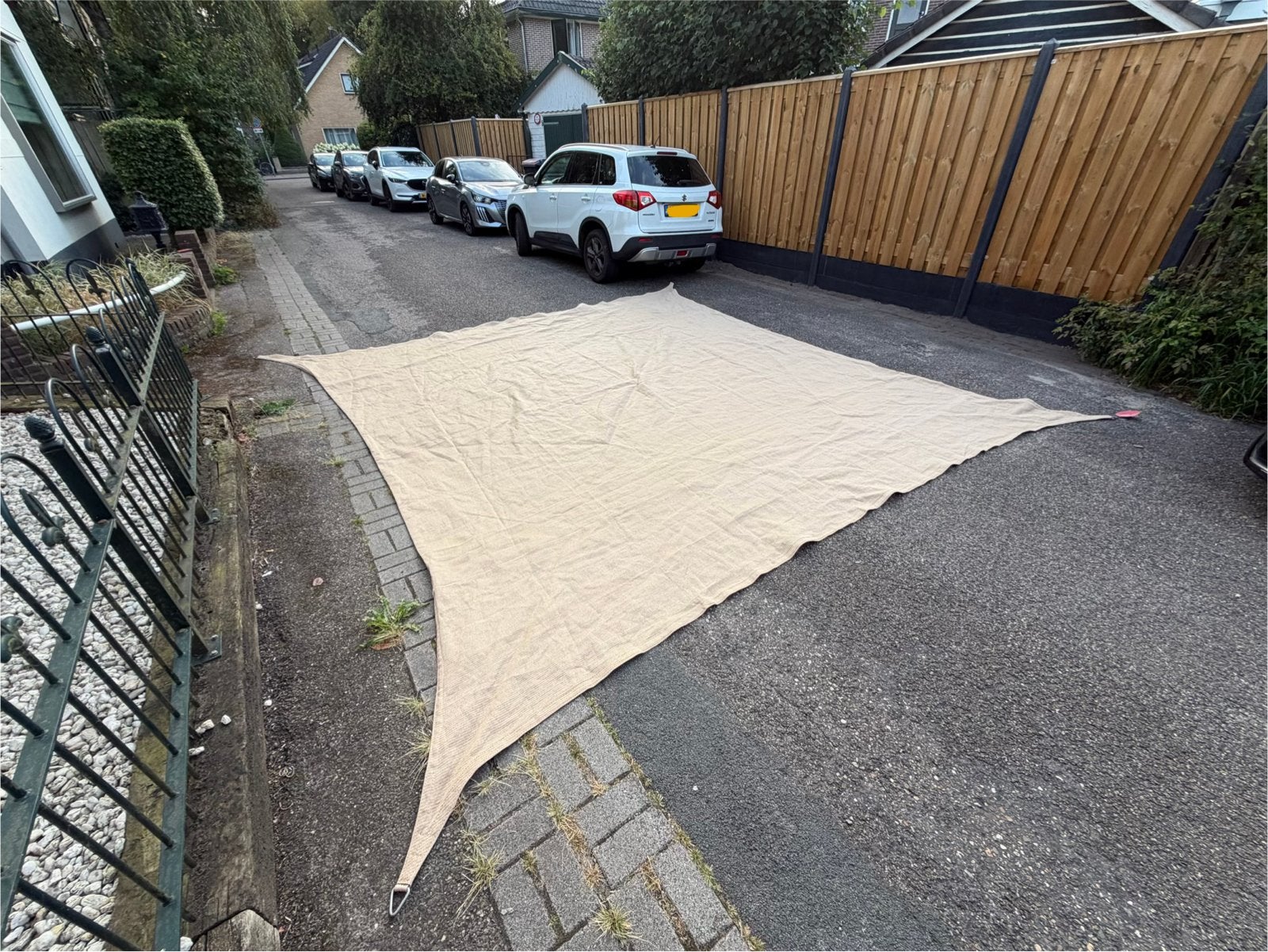 Nesling schaduwdoek 5x5m, Ophalen of Verzenden, Zo goed als nieuw