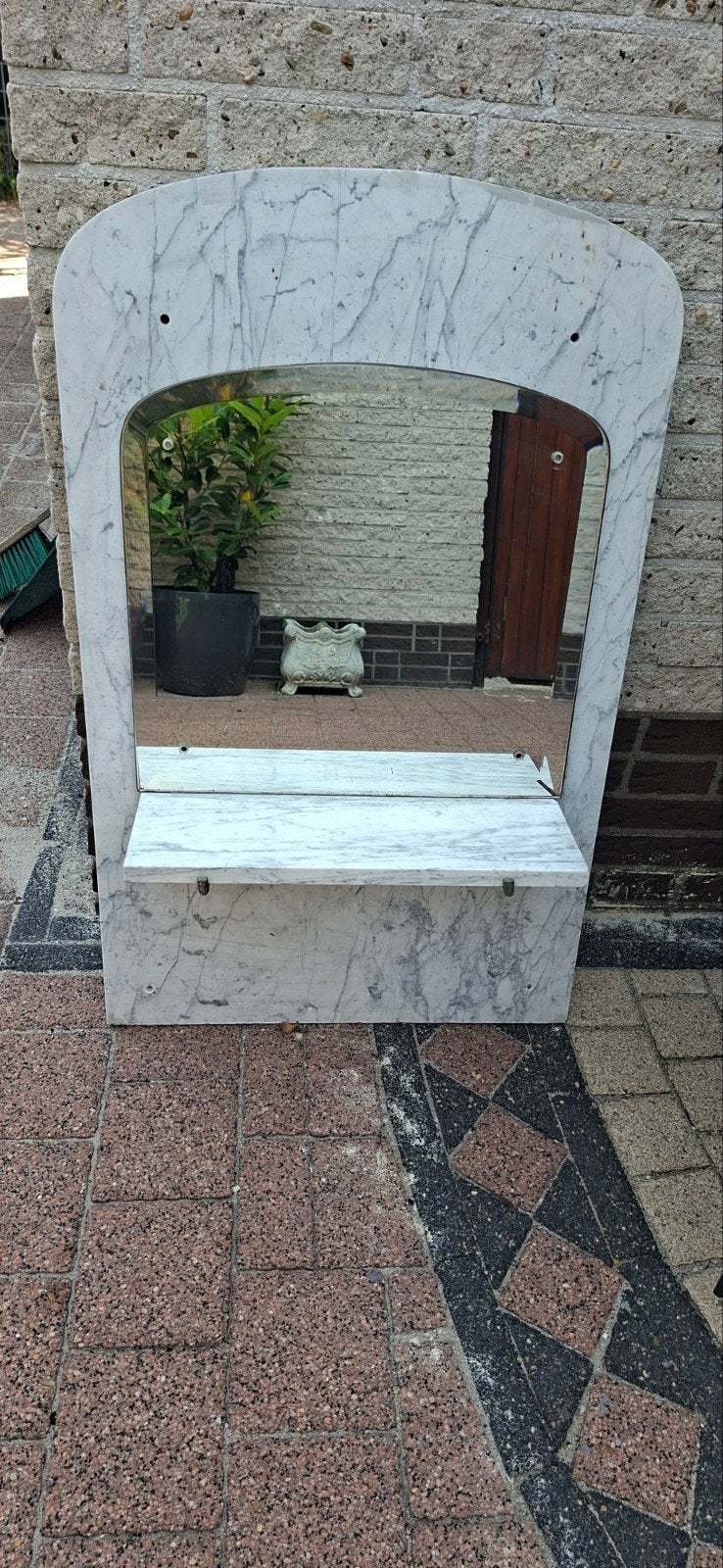 Marmeren badkamer spiegel, Ophalen, Gebruikt, Minder dan 100 cm, Rechthoekig