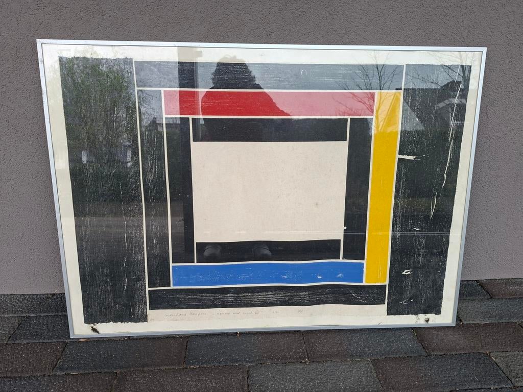 "Square and porch VI" houtsnede G. Kuipers., Antiek en Kunst, Ophalen