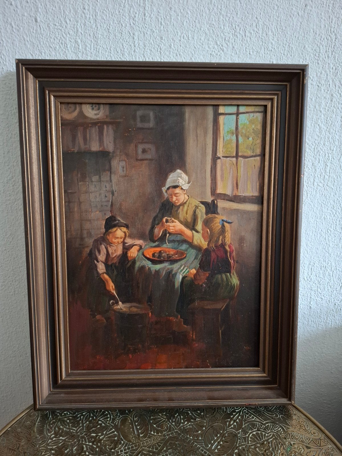 Klassiek schilderij: Moeder en kinderen, Ophalen, Paneel, Portret of Personen, Olieverf