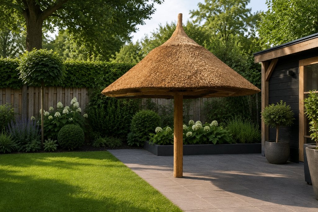 Exclusieve rietgedekte parasol  – Unieke blikvanger, Ophalen, Overige typen, Nieuw, 2 tot 3 meter