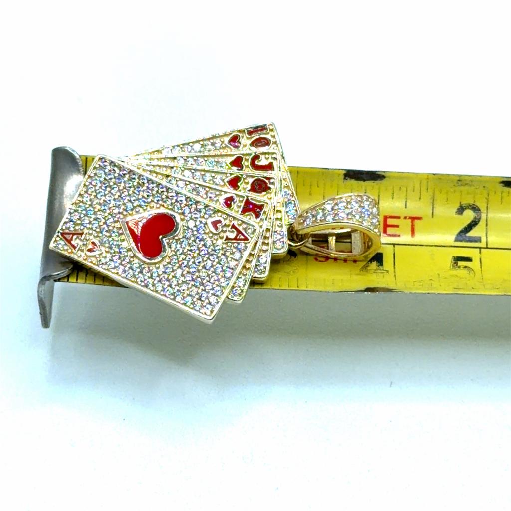 Gouden Hanger Speelkaarten met Zirkonia - Poker Royal Flush, Overige materialen, Overige voorstellingen, Www.bredajuwelier.nl