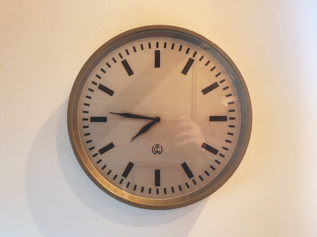 industriële vintage wandklok – PTT Nederland, Grijs, Vintage, Werkt op batterijen, Ophalen of Verzenden