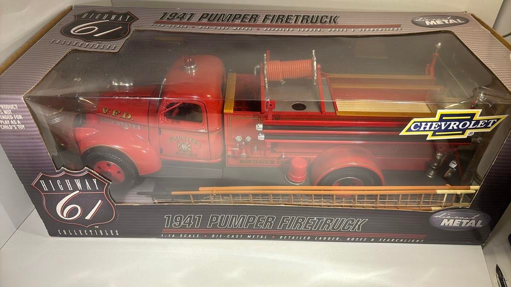 Chevrolet pumper firetruck 1941 highway61 1.18, Overige merken, Ophalen of Verzenden, A, A