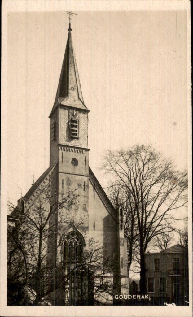 Gouderak - Bromografia - Fotokaart Kerk, Verzamelen, Ansichtkaarten | Nederland, Ophalen of Verzenden, 1920 tot 1940, Gelopen