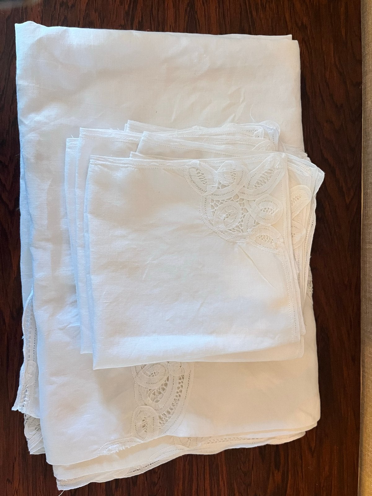 Tafelkleed 220x160 met servetten 36x36, Gebruikt, Inclusief servetten, Ophalen of Verzenden, Wit
