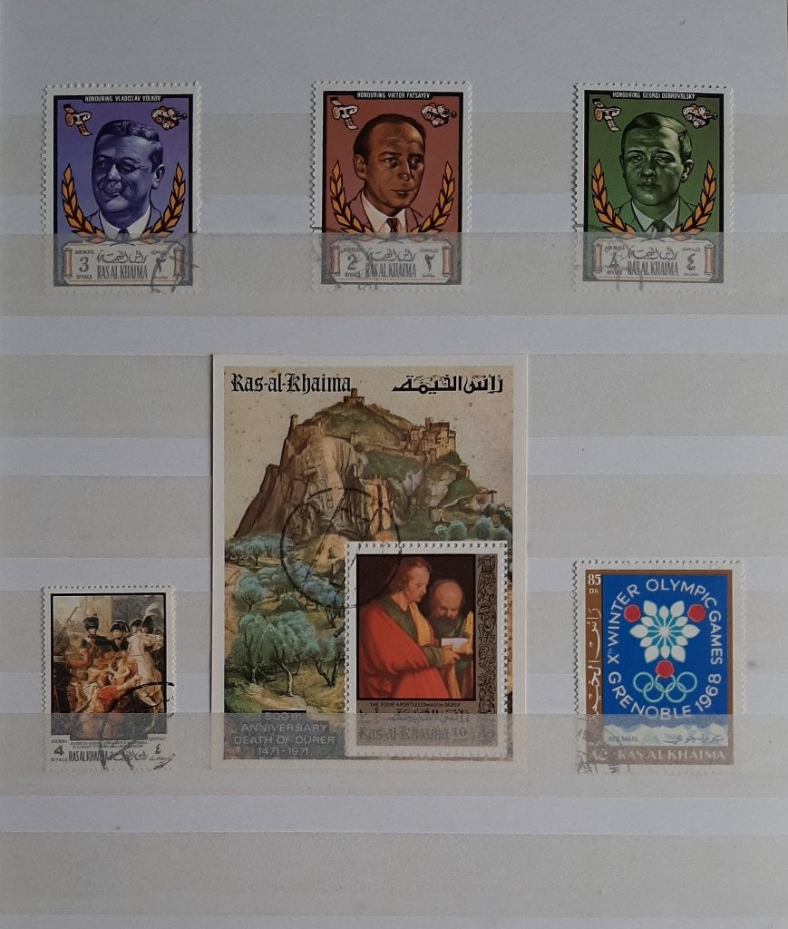 1 Kaart Postzegels Ras Al Khaima Nr. 1 Gestempeld, Ophalen, Gestempeld, Midden-Oosten