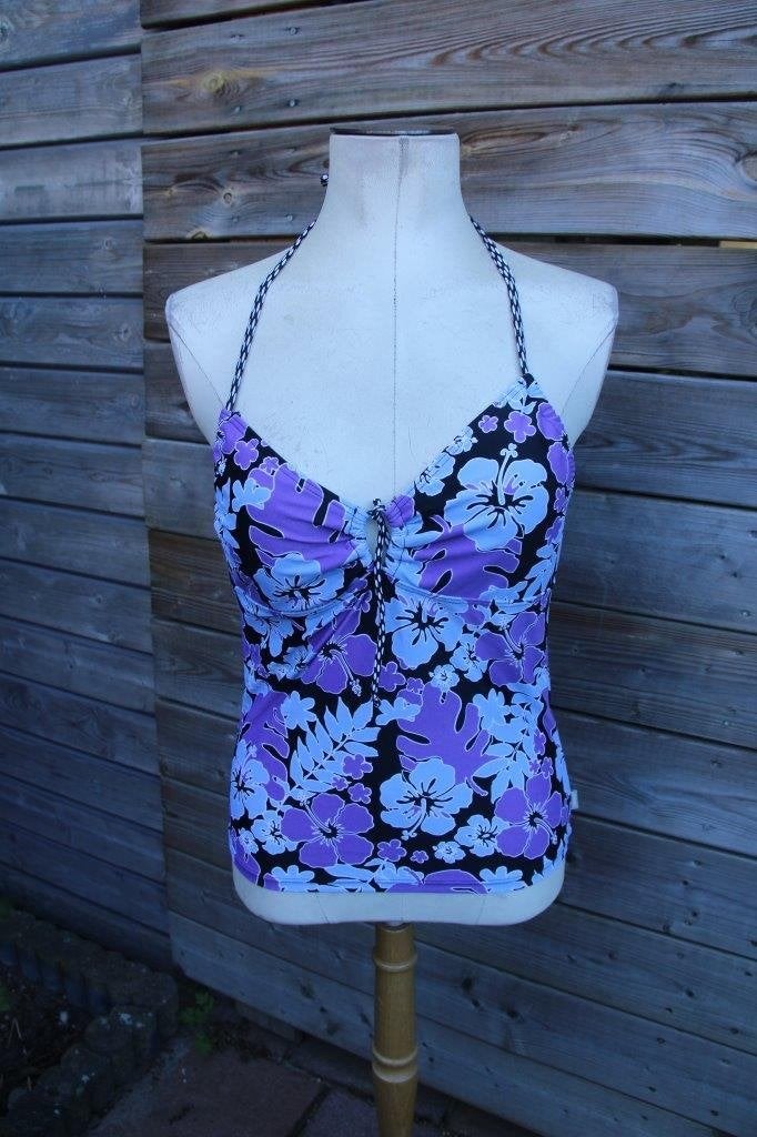 Tankinitop zwart/ blauw/ paars Tweka mt 40 B cup Vaste prijs, Blauw, Badpak, Ophalen of Verzenden, Zo goed als nieuw